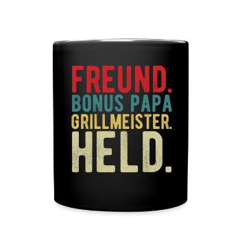 Bonus Papa - Tasse einfarbig - Schwarz - Vorne
