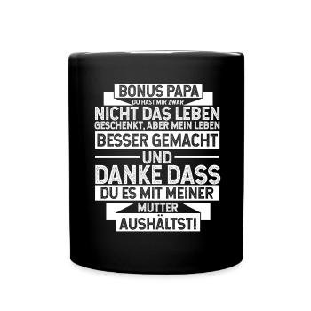 Bonus Papa - Tasse einfarbig - Schwarz - Vorne