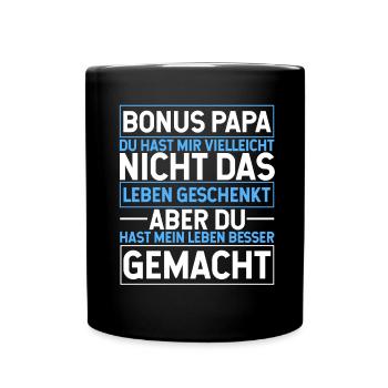 Bonus Papa - Tasse einfarbig - Schwarz - Vorne