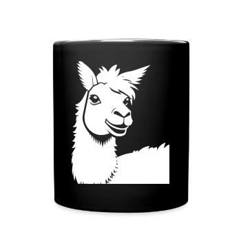 Lustige Lama Silhouette Freche lustige Lamas - Tasse einfarbig - Schwarz - Vorne