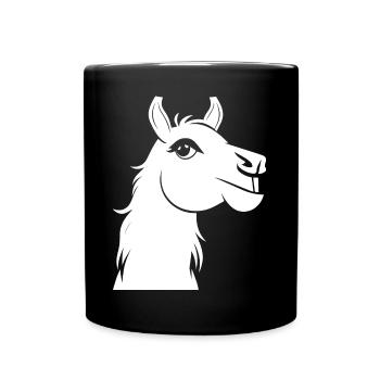 Lustige Lama Silhouette Freche lustige Lamas - Tasse einfarbig - Schwarz - Vorne