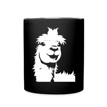 Lustige Lama Silhouette Freche lustige Lamas - Tasse einfarbig - Schwarz - Vorne