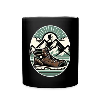 Dessin Randonneur Chaussure randonnée Montagne - Mug uni - noir - Devant