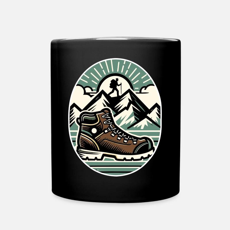 Dessin Randonneur Chaussure randonnée Montagne - Mug uni - noir