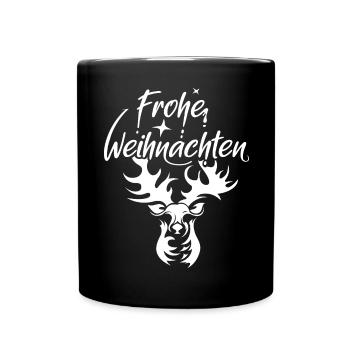 frohe weihnachten rentier elch hirsch Illustration - Tasse einfarbig - Schwarz - Vorne