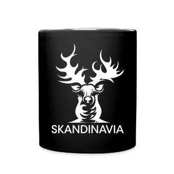 skandinavien schweden norwegen rentier elch hirsch - Tasse einfarbig - Schwarz - Vorne