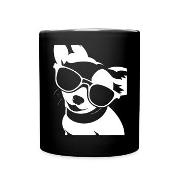 Lustiger Chihuahua mit Sonnenbrille Chihuahuas - Tasse einfarbig - Schwarz - Vorne