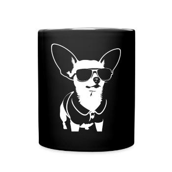Lustiger Chihuahua mit Sonnenbrille Chihuahuas - Tasse einfarbig - Schwarz - Vorne