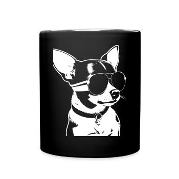 Chihuahua drôle portant des lunettes de soleil Chihuahuas - Mug uni - noir - Devant
