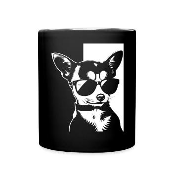 Lustiger Chihuahua mit Sonnenbrille Chihuahuas - Tasse einfarbig - Schwarz - Vorne