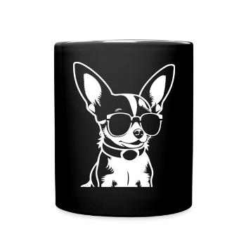 Lustiger Chihuahua mit Sonnenbrille Chihuahuas - Tasse einfarbig - Schwarz - Vorne