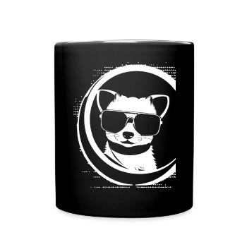 Frettchen mit Sonnenbrille Coole Frettchen - Tasse einfarbig - Schwarz - Vorne