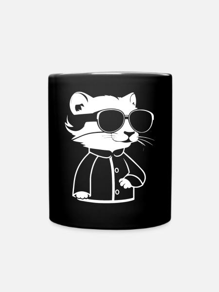 Frettchen mit Sonnenbrille Coole Frettchen - Tasse einfarbig - Schwarz