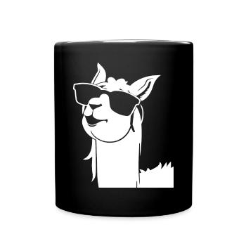 Funny Alpaca Wearing Sunglasses Cool Alpacas - Full Colour Mug - black - Front
