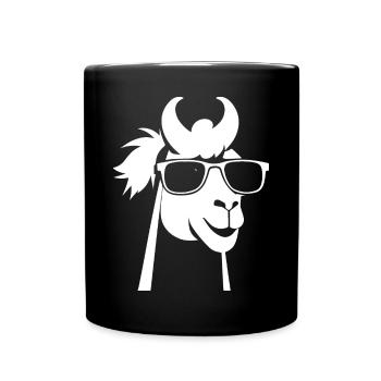 Funny Alpaca Wearing Sunglasses Cool Alpacas - Full Colour Mug - black - Front