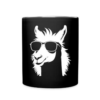 Drôle d’alpaga portant des lunettes de soleil cool alpagas - Mug uni - noir - Devant