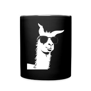 Lama drôle portant des lunettes de soleil Lamas cool - Mug uni - noir - Devant