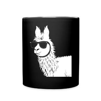 Lama drôle portant des lunettes de soleil Lamas cool - Mug uni - noir - Devant