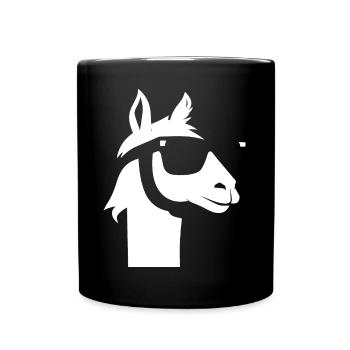 Funny Llama Wearing Sunglasses Cool Llamas - Full Colour Mug - black - Front