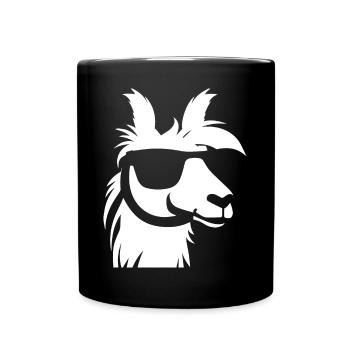 Funny Llama Wearing Sunglasses Cool Llamas - Full Colour Mug - black - Front