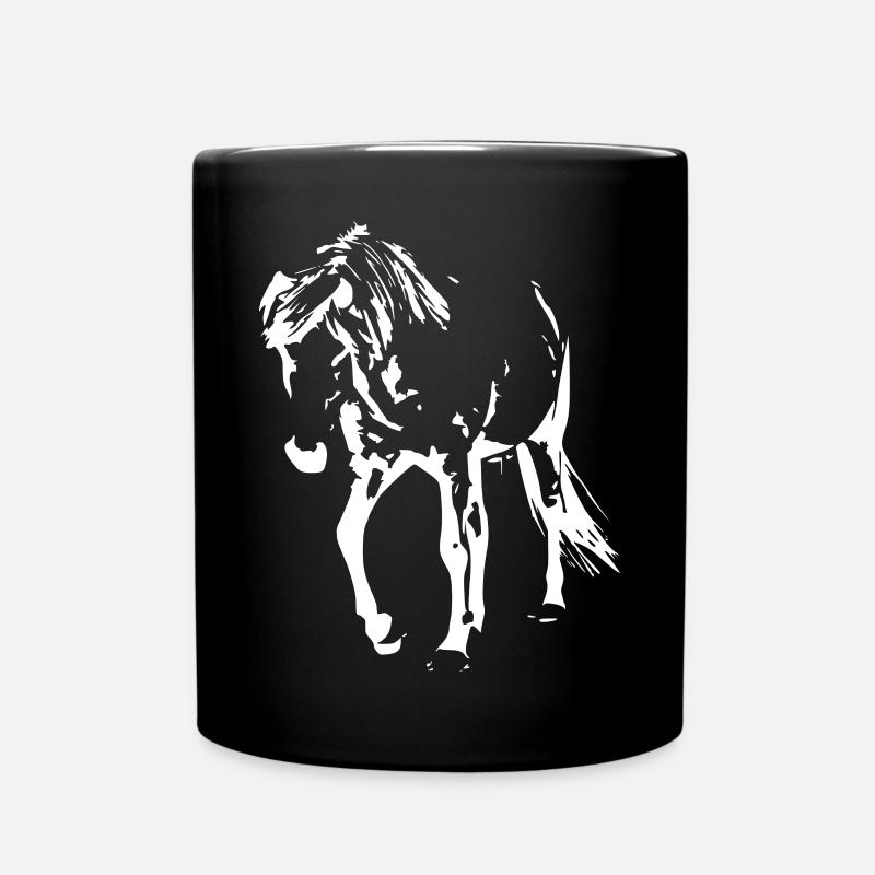 weißes Pferd weiß Pferde T-shirt Geschenk Reiter  - Tasse einfarbig - Schwarz