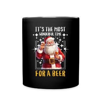 Weihnachtsmann Bier Saufen Alkohol Weihnachten - Tasse einfarbig - Schwarz - Vorne