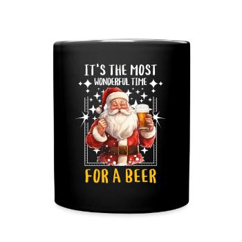Weihnachten Bier Saufen Alkohol Weihnachtsmann - Tasse einfarbig - Schwarz - Vorne
