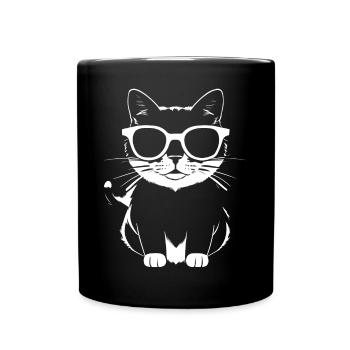 Lustige Katze mit Sonnenbrille Kätzchen Sonnenbrille Katzen - Tasse einfarbig - Schwarz - Vorne
