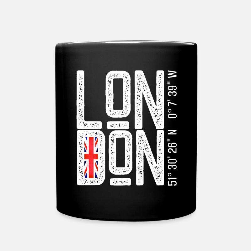 London Flag Distressed Typo - Tasse einfarbig - Schwarz