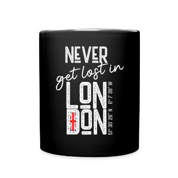 Never get lost in London - Tasse einfarbig - Schwarz - Vorne