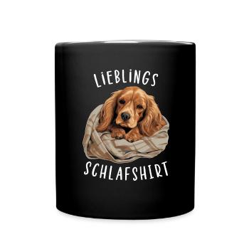 Lieblings Schlafshirt Cocker Spaniel Schlafshirt - Tasse einfarbig - Schwarz - Vorne