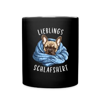 Lieblings Schlafshirt French Bulldog Schlafshirt - Tasse einfarbig - Schwarz - Vorne