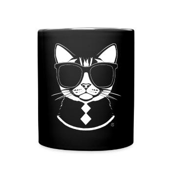 Drôle de chat avec des lunettes de soleil Chaton Sunglas Cats - Mug uni - noir - Devant