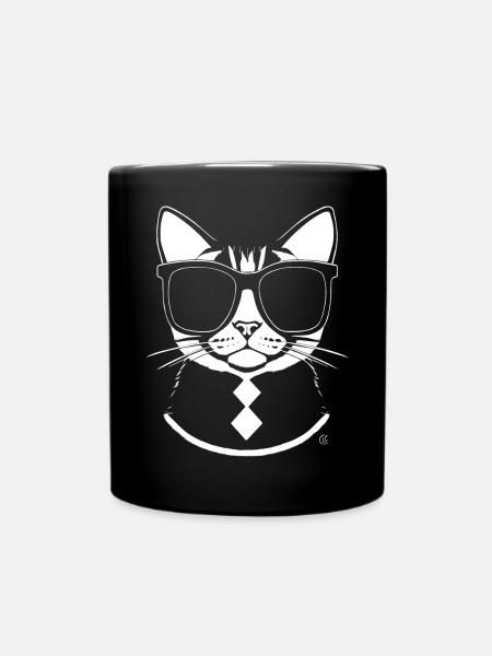 Funny Cat with Sunglasses Kitten Sunglas Cats - Full Colour Mug - black