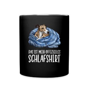 Offizielles Schlafshirt Greyhound Hund Windhund - Tasse einfarbig - Schwarz - Vorne
