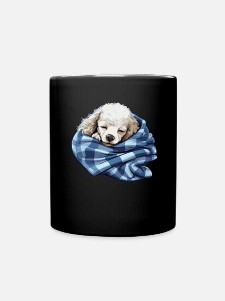 Cute Dog Puppy Poodle - Full Colour Mug - black
