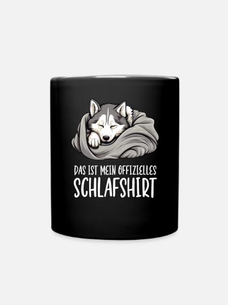 Offizielles Schlafshirt Sibirischer Husky Hund - Tasse einfarbig - Schwarz