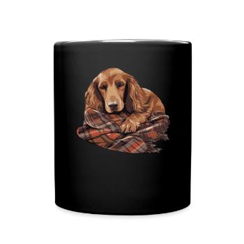 Cute Dog Puppy Irish Setter - Full Colour Mug - black - Front