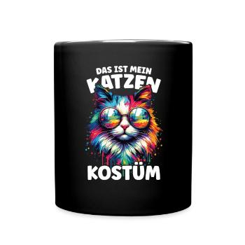 Katzen Kostüm Fasching Karneval Fasnacht - Tasse einfarbig - Schwarz - Vorne