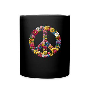 des années 70 Flower Power Hippie amour paix - Mug uni - noir - Devant