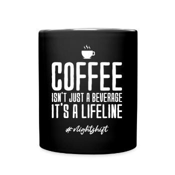 Nachtschicht - Tasse einfarbig - Schwarz - Vorne