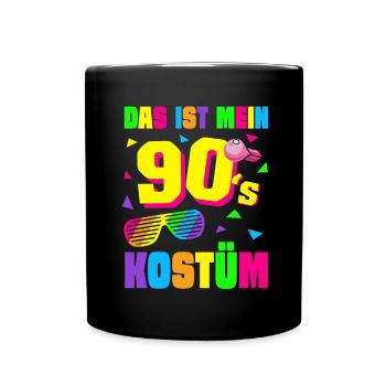 90er Jahre Motto Party Kostüm Outfit - Tasse einfarbig - Schwarz - Vorne