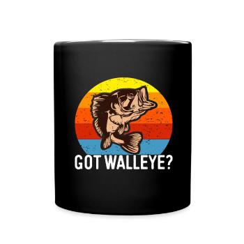 Walleye Fishing Angler - Full Colour Mug - black - Front
