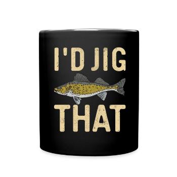 Walleye Fishing Angler - Full Colour Mug - black - Front
