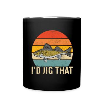 Walleye Fishing Angler - Full Colour Mug - black - Front
