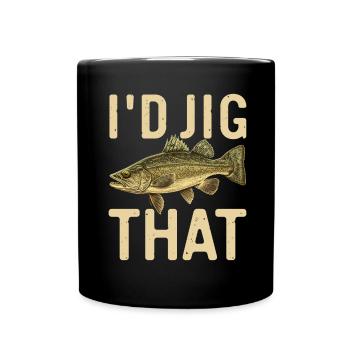 Walleye Fishing Angler - Full Colour Mug - black - Front