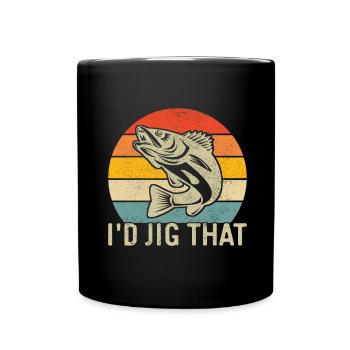 Walleye Fishing Angler - Full Colour Mug - black - Front