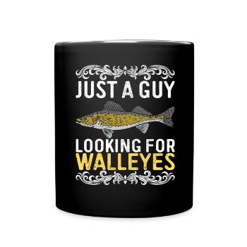 Walleye Fishing Angler - Full Colour Mug - black - Front