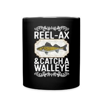 Walleye Fishing Angler - Full Colour Mug - black - Front
