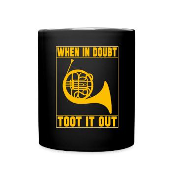 Horn Brass Instrument - Full Colour Mug - black - Front